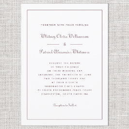 Convite Elegant Script Clássico Casamentos Formais Borgonh