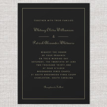 Elegant Script Clássico Preto Dourado Casamentos F