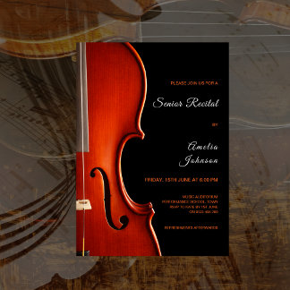 Convite Elegant Script Classy Music Senior Recital