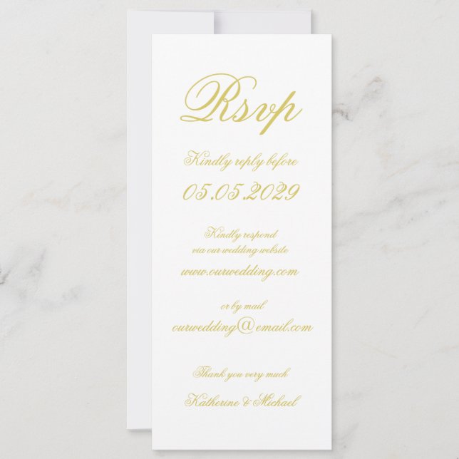 Convite Elegant Script Island Citrus Yellow Wedding RSVP (Frente)