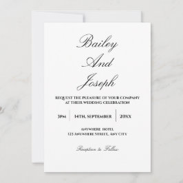 Convite Elegant Script Minimalist Wedding Invitation