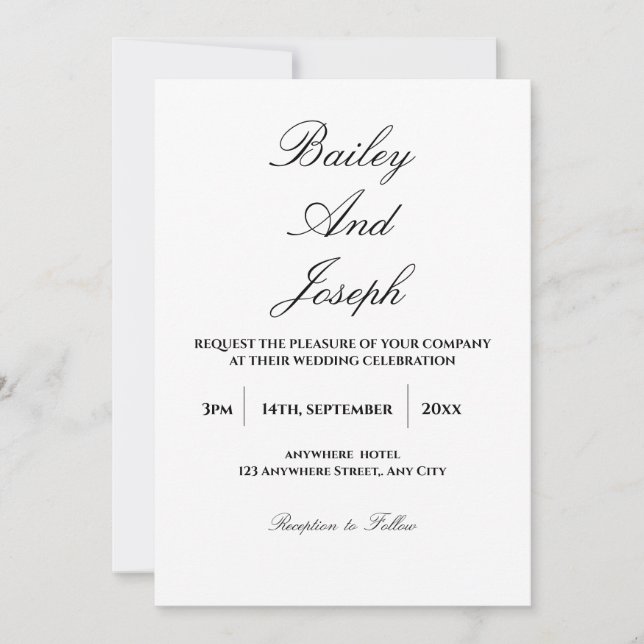 Convite Elegant Script Minimalist Wedding Invitation (Frente)