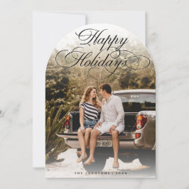 Convite Elegant Script Modern Arch 1 Photo Christmas Card