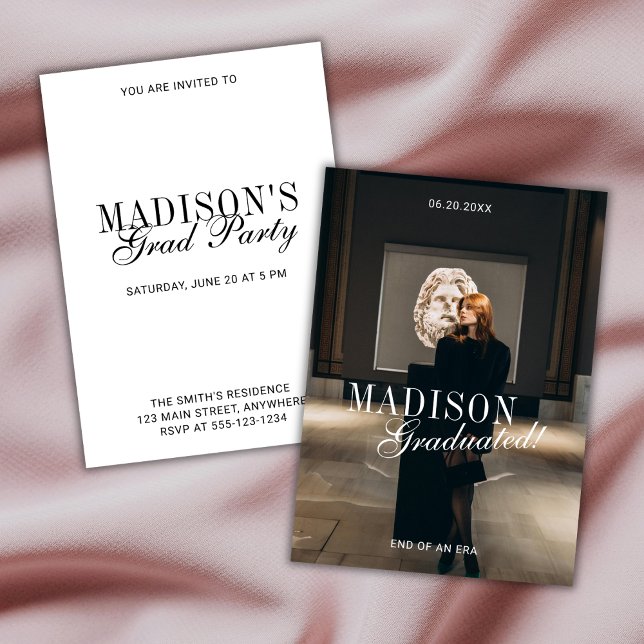 Convite Elegant Script Modern Photo Graduation Party (Criador carregado)