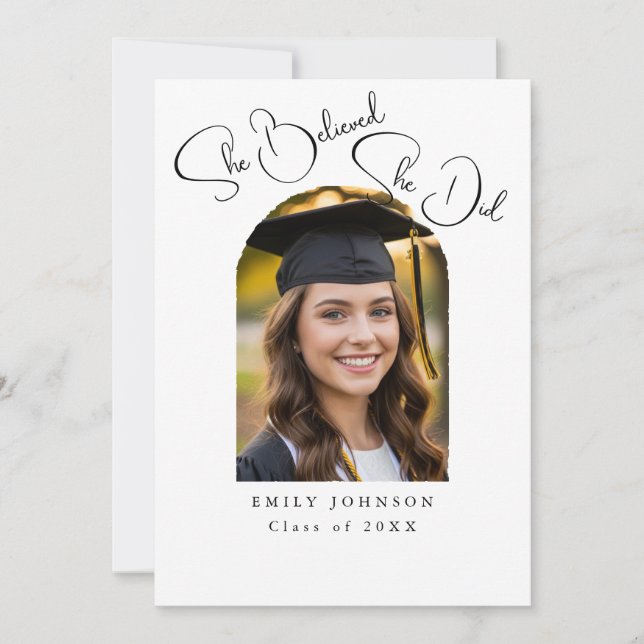 Convite Elegant Script Photo Graduation Announcement (Frente)