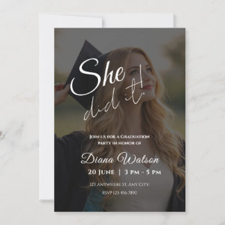 Convite Elegant Script Photo Graduation Party Invitation