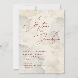 Convite Elegant Script Typography Modern Cream Wedding