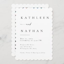 Convite Elegant Script Wedding Invitation with 5 Photos