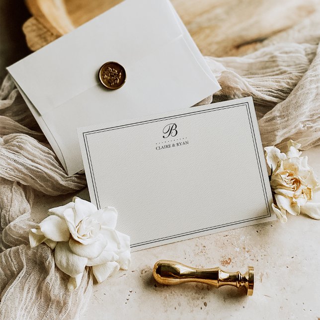 Convite Elegant Script Wedding Monogram Stationery Cards (Criador carregado)