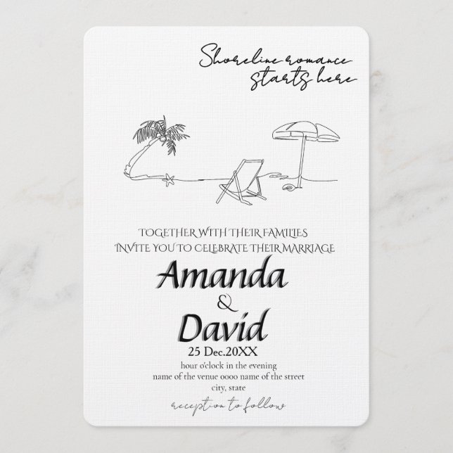 Convite Elegant Seaside Beach Wedding Invitation (Frente)
