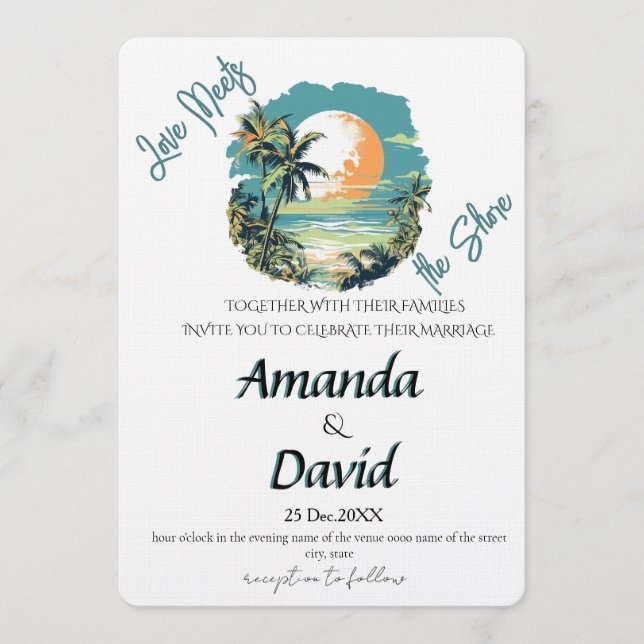 Convite Elegant Seaside Beach Wedding Invitation (Frente)