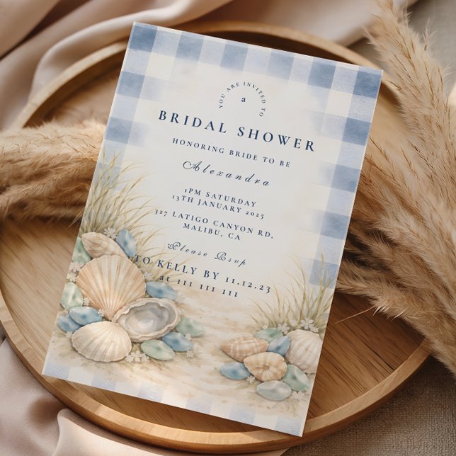 Convite Elegant Seaside Shell Bridal Shower (Criador carregado)