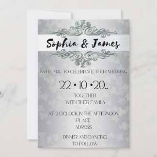 Convite Elegant Silver Baroque Wedding Invitation – Custom