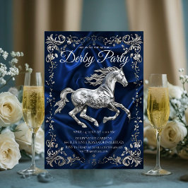 Convite Elegant Silver Horse Derby Party Invitation with N