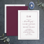 Convite Elegant Simple Burgundy Formal Monogram Wedding<br><div class="desc">Welcome to the most important day of your life! Your wedding day! You've been dreaming about this day since you were a little girl and now it's finally here. The Elegant Simple Burgundy Formal Monogram Wedding Invitation is the perfect way to start off your journey into marriage. This trendy and...</div>