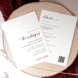 Convite Elegant Simple Handwriting All in One Wedding