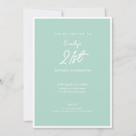 Convite Elegant Simple Modern Mint 21st Birthday Party