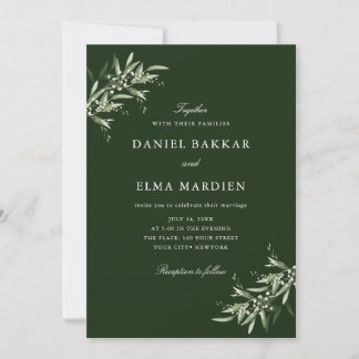 Convite Elegant Simple Rustic Botanical Greenery Wedding