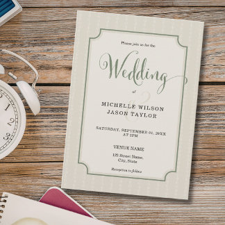 Convite Elegant Simple Stripes Cottagecore Patterned Invit