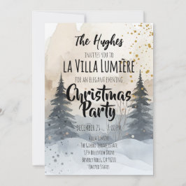 Convite Elegant Snowy Hill Pine Winter Christmas Party