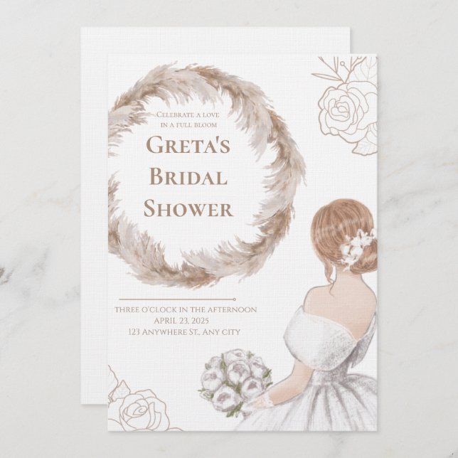 Convite Elegant Soft Bridal Shower Invite (Frente/Verso)