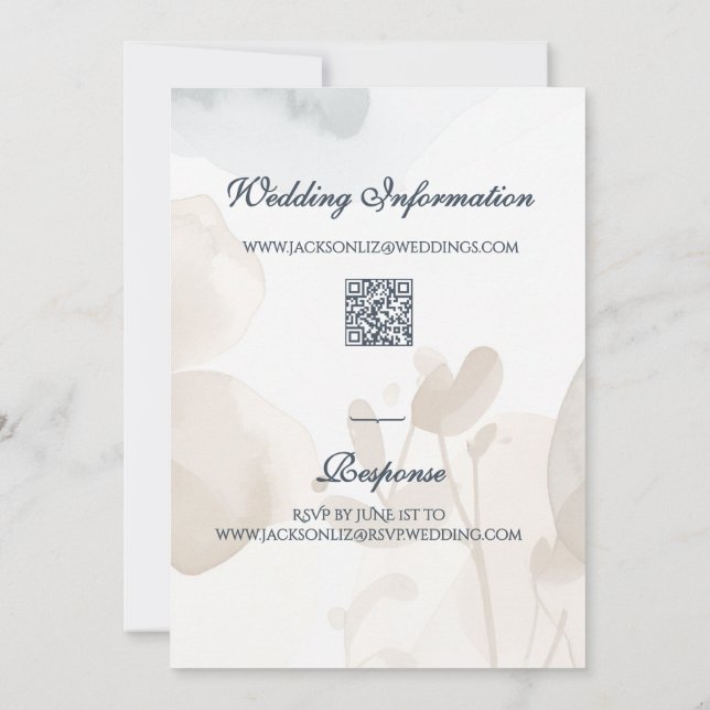 Convite Elegant Soft Romantic Botanical Script Wedding  (Verso)