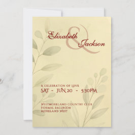 Convite Elegant Soft Romantic Botanical Script Wedding 