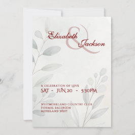 Convite Elegant Soft Romantic Botanical Script Wedding