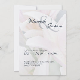 Convite Elegant Soft Romantic Floral Lily Script Wedding