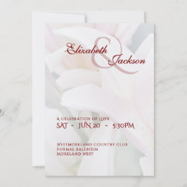 Convite Elegant Soft Romantic Floral Lily Script Wedding