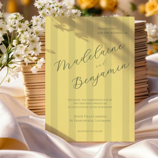 Convite Elegant Soft Yellow Wedding Invitation (Criador carregado)
