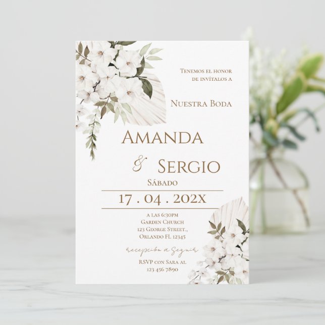 Convite Elegant Spanish Wedding Invitation (Em pé/Frente)