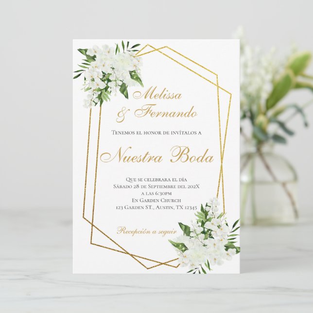 Convite Elegant Spanish Wedding Invitation (Em pé/Frente)