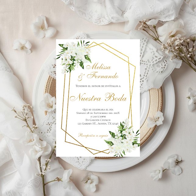 Convite Elegant Spanish Wedding Invitation (Criador carregado)