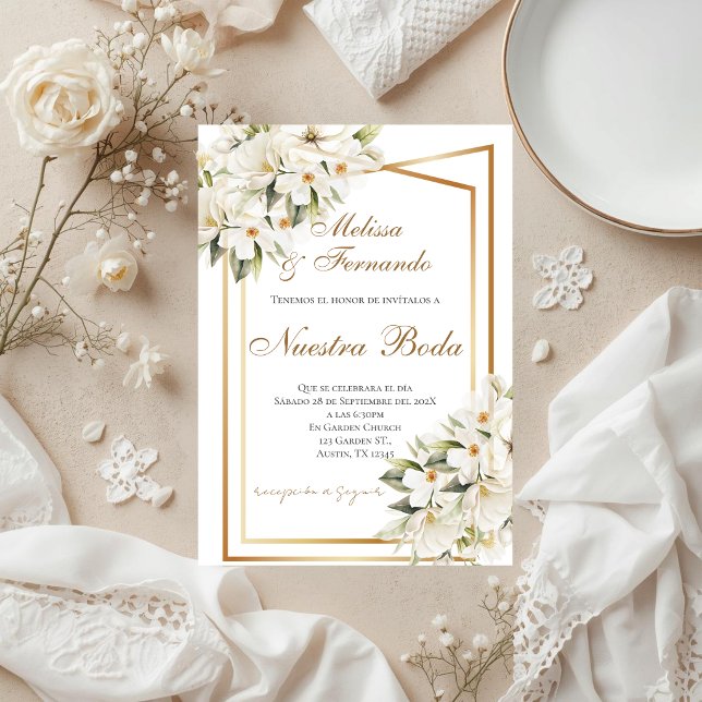 Convite Elegant Spanish Wedding Invitation (Criador carregado)