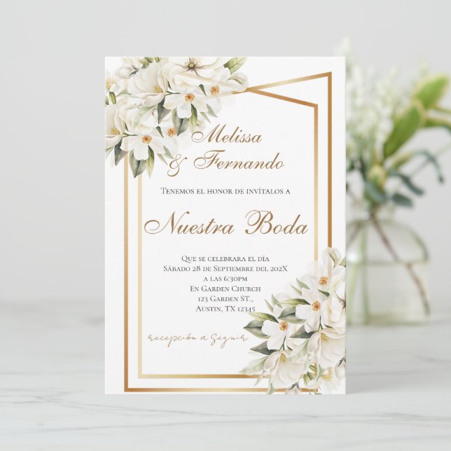 Convite Elegant Spanish Wedding Invitation (Em pé/Frente)