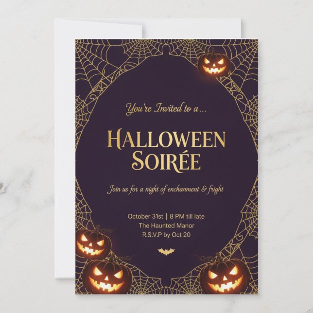 Convite Elegant Spiderweb Halloween Invitation (Frente)