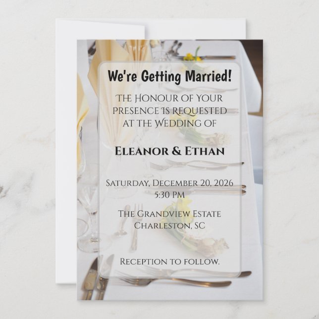 Convite Elegant Spring Daffodil Place Setting Formal Weddi (Frente)