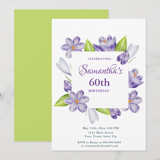 Convite Elegant Spring Floral 60th Birthday Invitation (Frente/Verso)