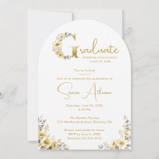 Convite Elegant Spring Floral Beige Tones Graduation Party
