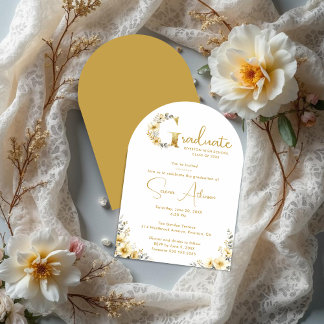 Convite Elegant Spring Floral Beige Tones Graduation Party