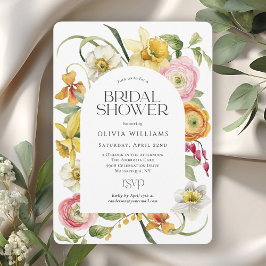 Convite Elegant Spring Watercolor Floral Bridal Shower