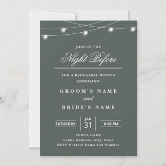 Convite Elegant String Lights Rehearsal Dinner Invitation 