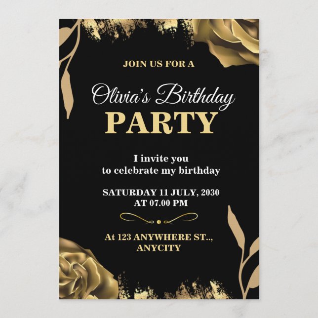 Convite Elegant & Stylish Party Card – CUSTOMIZABLE CARD.  (Frente)