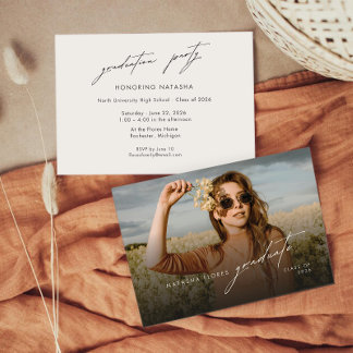 Convite Elegant Stylish Photo Graduation Party Invitation