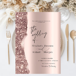 Convite Elegant Stylish Rose Gold Glitter Script 