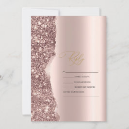 Convite Elegant Stylish Rose Gold Glitter Script RSVP