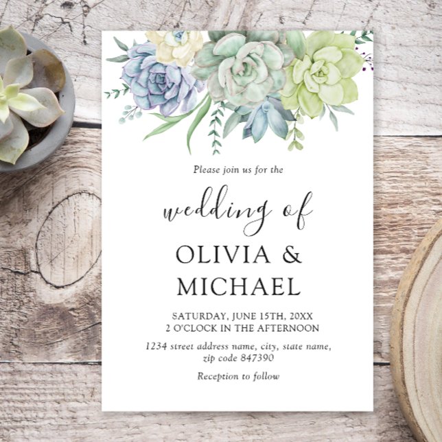 Convite Elegant Succulent Greenery Wedding Invitation (Criador carregado)