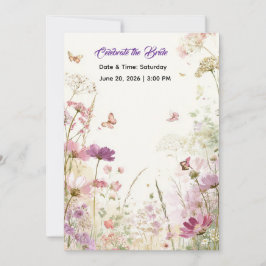 Convite Elegant Summer Meadow Wildflowers Bridal Shower