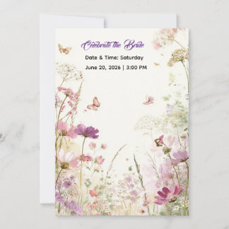 Convite Elegant Summer Meadow Wildflowers Bridal Shower